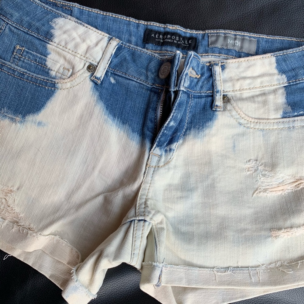 Tie dye washed jean shorts